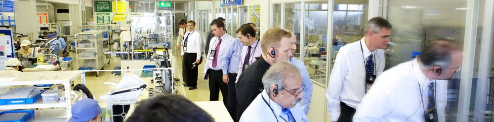 Participants touring a production floor on a Lean Study Mission to Japan